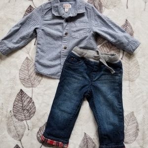 Cat and Jack Button Down with Jeans